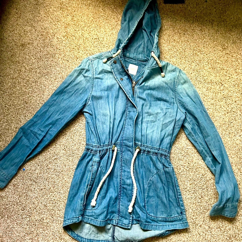 Women’s Jean Zip Up Cinched Waist Hoodie